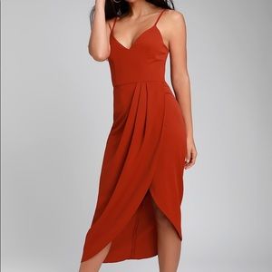 Lulus women’s Rust Red Midi Dress